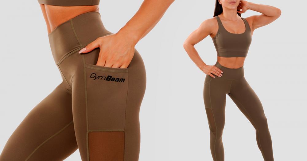 Mesh Panel Sports Leggings olive - GymBeam