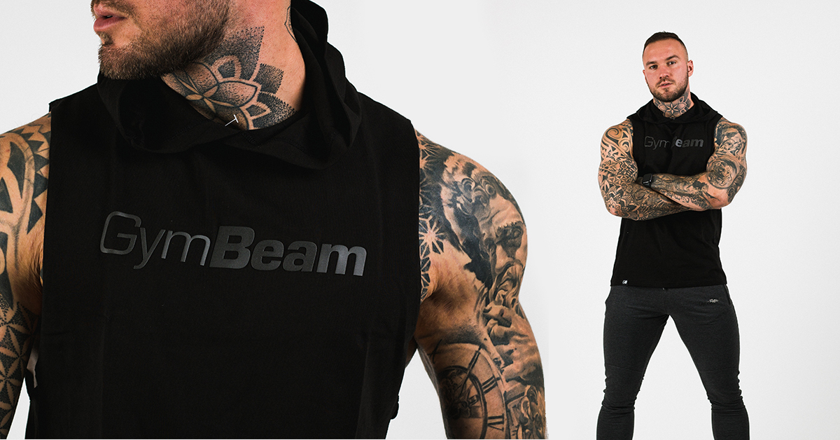 Men's Hoodie Tank Top Black - GymBeam