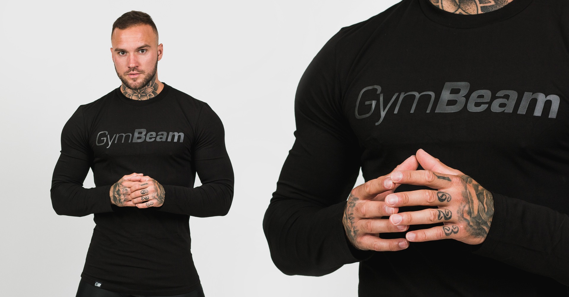 T manica lunga -camicia Manica T-shirt Tempo libero Nero - GymBeam